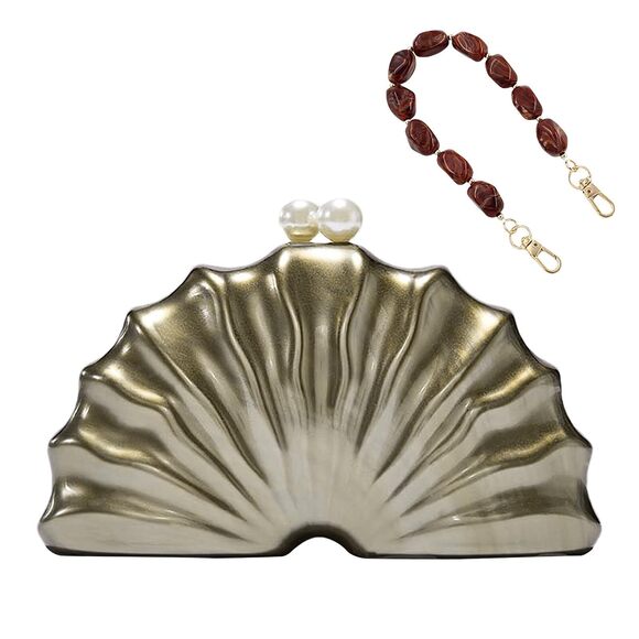 Handbags - 1550 Shell Clutch Purse Elegant Evening Bags with Detachable Chain